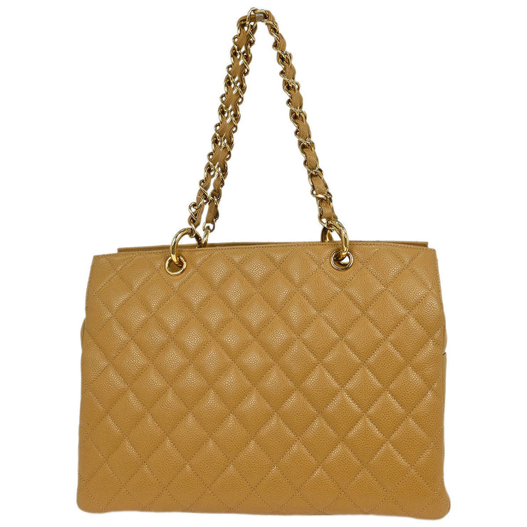 Chanel Beige Calfskin Tote Chain Handbag 154502