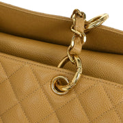 Chanel Beige Calfskin Tote Chain Handbag 154502