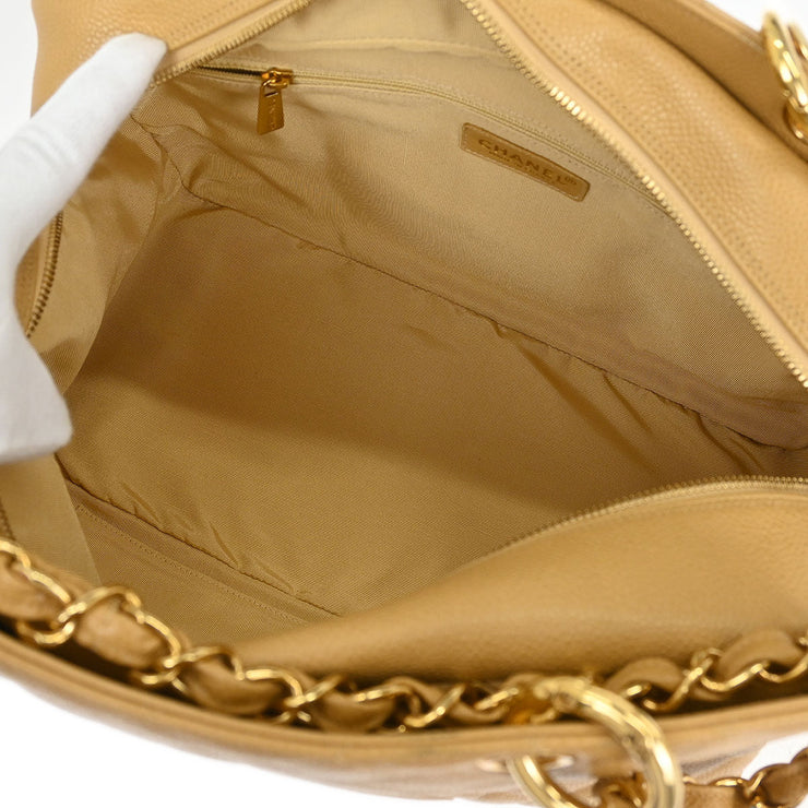 Chanel Beige Calfskin Tote Chain Handbag 154502