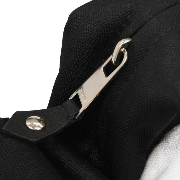 Hermes Black Toile Chevrons Acapulco Besace MM Shoulder Bag 154503