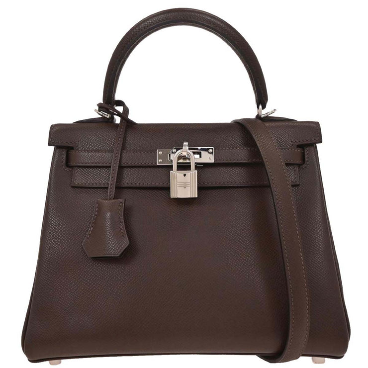 Hermes Chocolat Epsom Kelly 25 Retourne 2way Handbag  Square:M 4 154504
