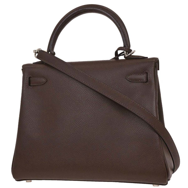 Hermes Chocolat Epsom Kelly 25 Retourne 2way Handbag  Square:M 4 154504