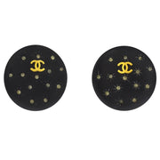 Chanel Button Earrings Clip-On Rhinestone Black 26 154509