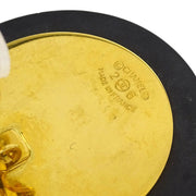 Chanel Button Earrings Clip-On Rhinestone Black 26 154509