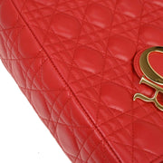 Christian Dior Red Lambskin Lady Dior 2way Handbag MA-0999 154511