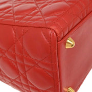 Christian Dior Red Lambskin Lady Dior 2way Handbag MA-0999 154511