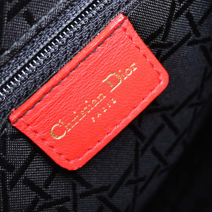 Christian Dior Red Lambskin Lady Dior 2way Handbag MA-0999 154511