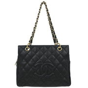 Chanel Black Calfskin Petite Timeless Tote PTT Chain Handbag 154512