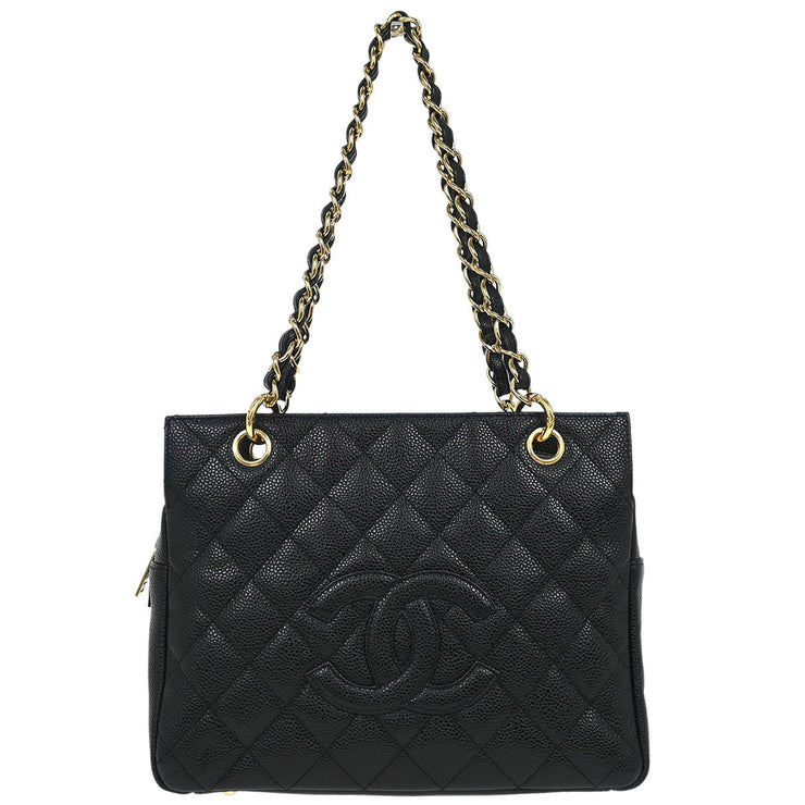 Chanel Black Calfskin Petite Timeless Tote PTT Chain Handbag 154512