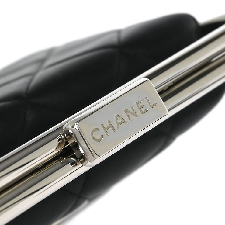 Chanel Black Lambskin Metal Bar Frame 2way Handbag 154517