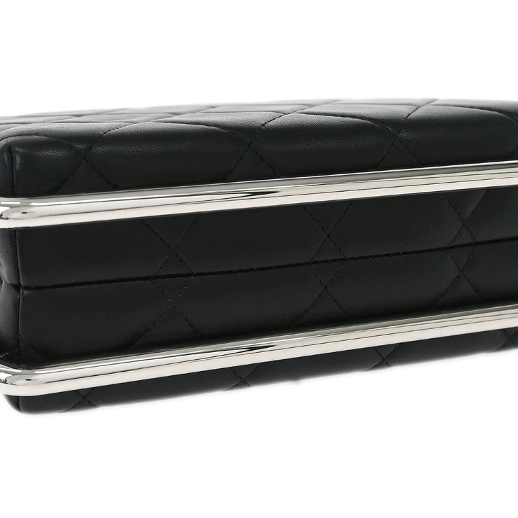 Chanel Black Lambskin Metal Bar Frame 2way Handbag 154517