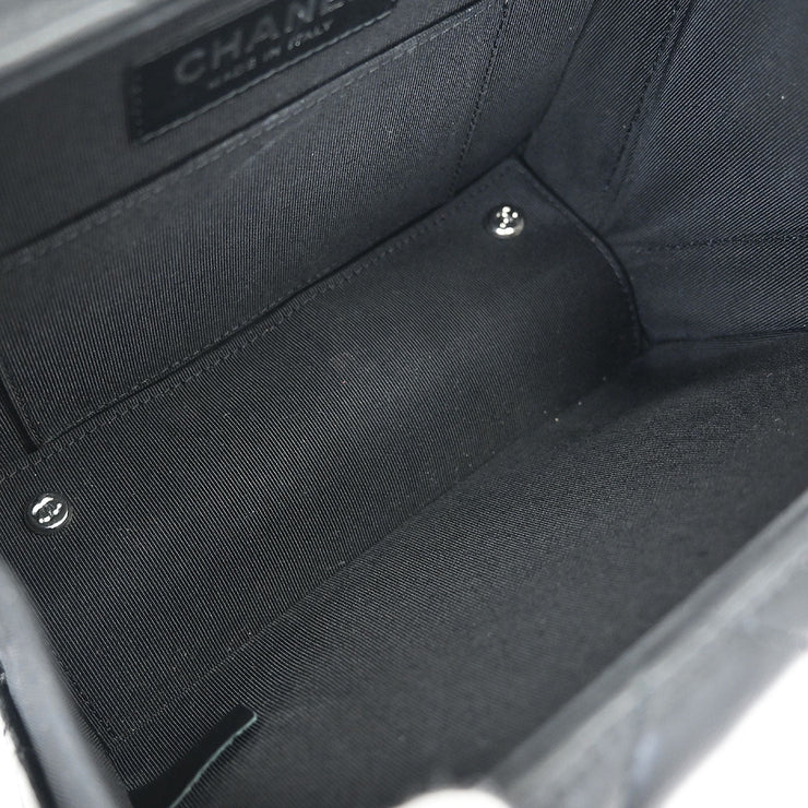 Chanel Black Lambskin Metal Bar Frame 2way Handbag 154517