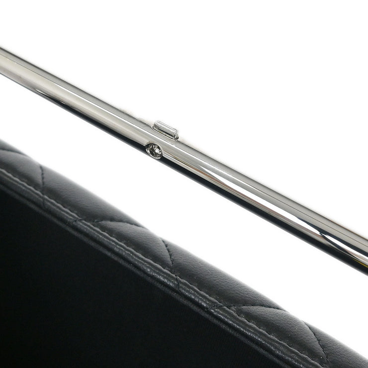 Chanel Black Lambskin Metal Bar Frame 2way Handbag 154517