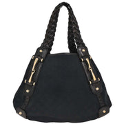 Gucci Black Canvas GG Horsebit Handbag 162900 002122 154522