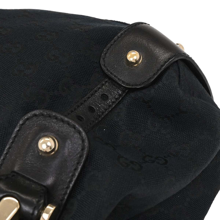 Gucci Black Canvas GG Horsebit Handbag 162900 002122 154522