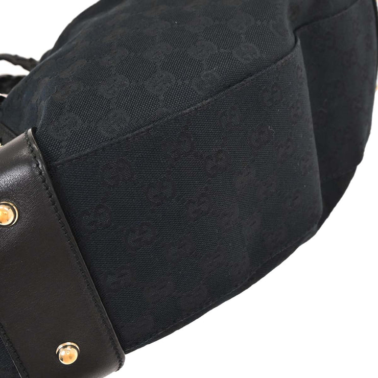 Gucci Black Canvas GG Horsebit Handbag 162900 002122 154522