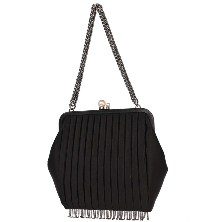 Chanel Black Satin Mademoiselle Chain Handbag 154541