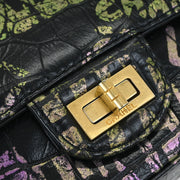 Chanel Black Embossed Leather Mademoiselle Lock Graffiti Shoulder Bag 154542