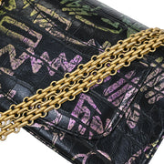 Chanel Black Embossed Leather Mademoiselle Lock Graffiti Shoulder Bag 154542