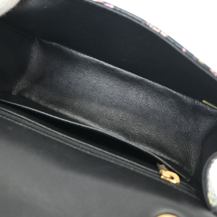 Chanel Black Embossed Leather Mademoiselle Lock Graffiti Shoulder Bag 154542