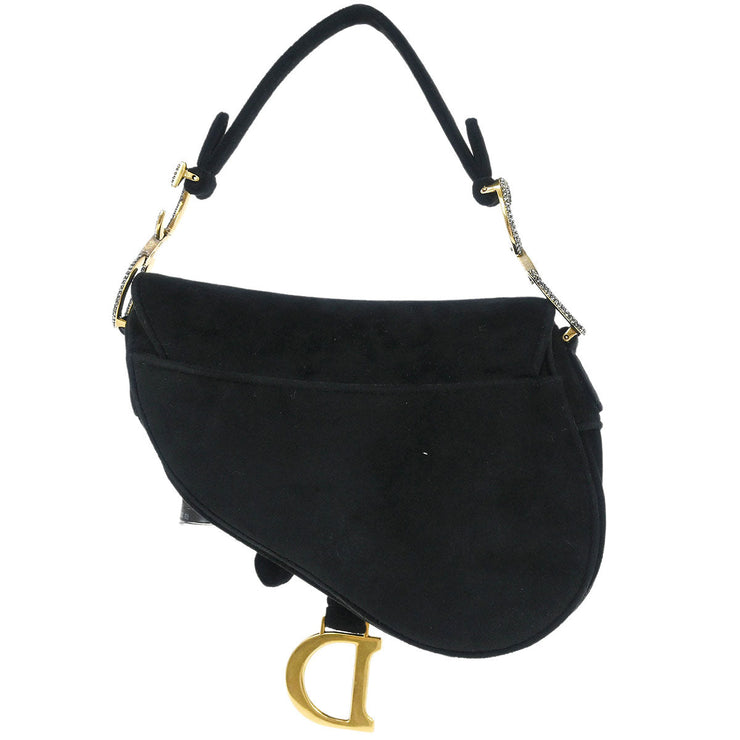 Christian Dior Black Velvet Saddle Handbag 01-RU-0149 154545