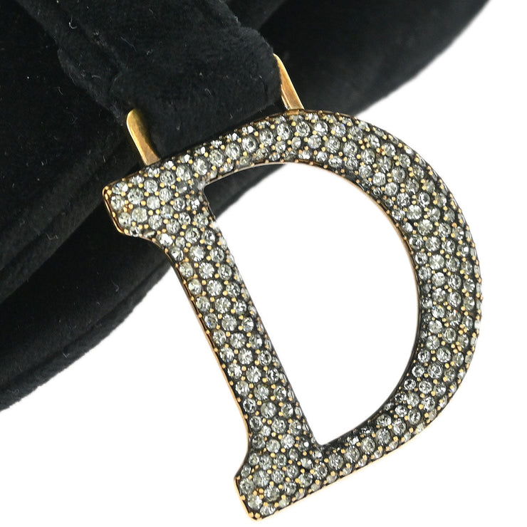 Christian Dior Black Velvet Saddle Handbag 01-RU-0149 154545