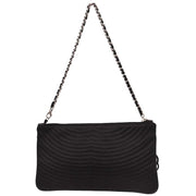 Chanel Black Satin Camellia Charm Chain Handbag 154546