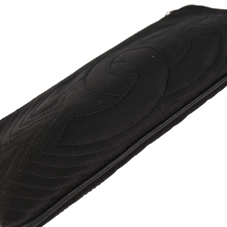 Chanel Black Satin Camellia Charm Chain Handbag 154546