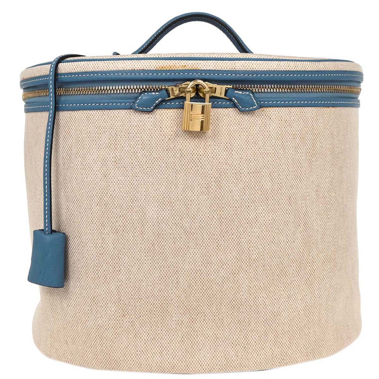 Hermes Blue Jean Toile H Taurillon Clemence Intercity Vanity Handbag B Square:G 154550