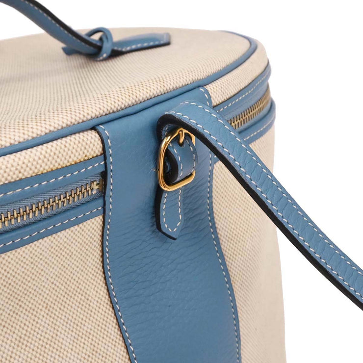 Hermes Blue Jean Toile H Taurillon Clemence Intercity Vanity Handbag B Square:G 154550