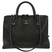 Chanel Black Calfskin Urban Shopping Tote 2way Shoulder Handbag 154589