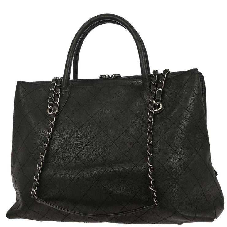 Chanel Black Calfskin Urban Shopping Tote 2way Shoulder Handbag 154589