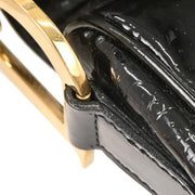Christian Dior Black Patent Leather Double Saddle Handbag RU0060 154592