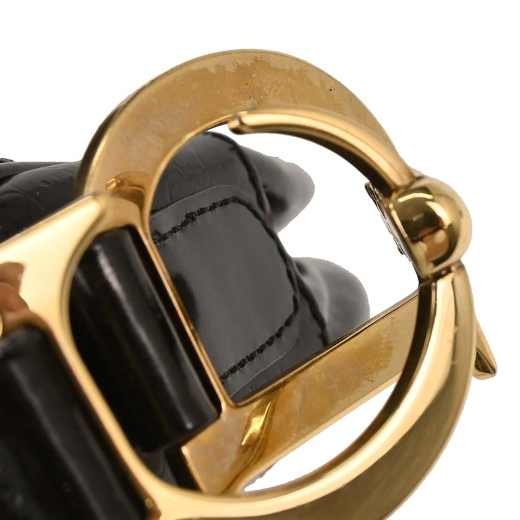 Christian Dior Black Patent Leather Double Saddle Handbag RU0060 154592