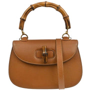 Gucci Brown Pigskin Bamboo Handbag 000-2113-0633 154594
