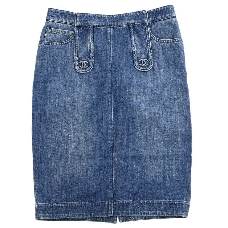Chanel Denim Skirt Blue 08P #36 162608