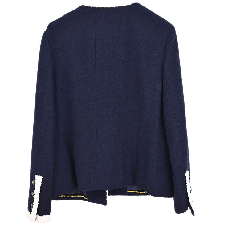 Chanel Collarless Jacket Navy 95C #44 162796