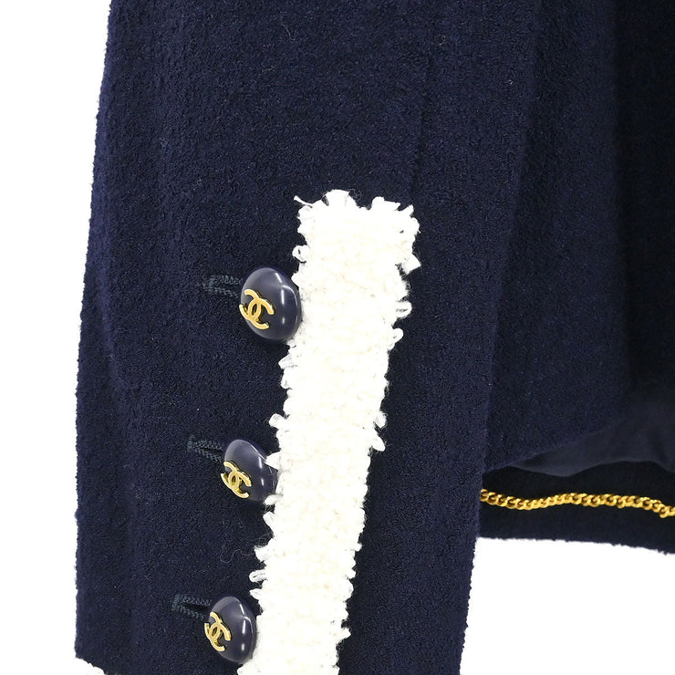 Chanel Collarless Jacket Navy 95C #44 162796