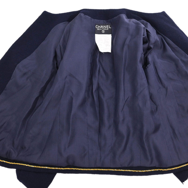 Chanel Collarless Jacket Navy 95C #44 162796