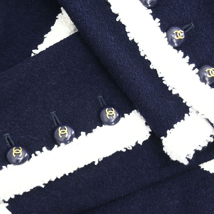 Chanel Collarless Jacket Navy 95C #44 162796