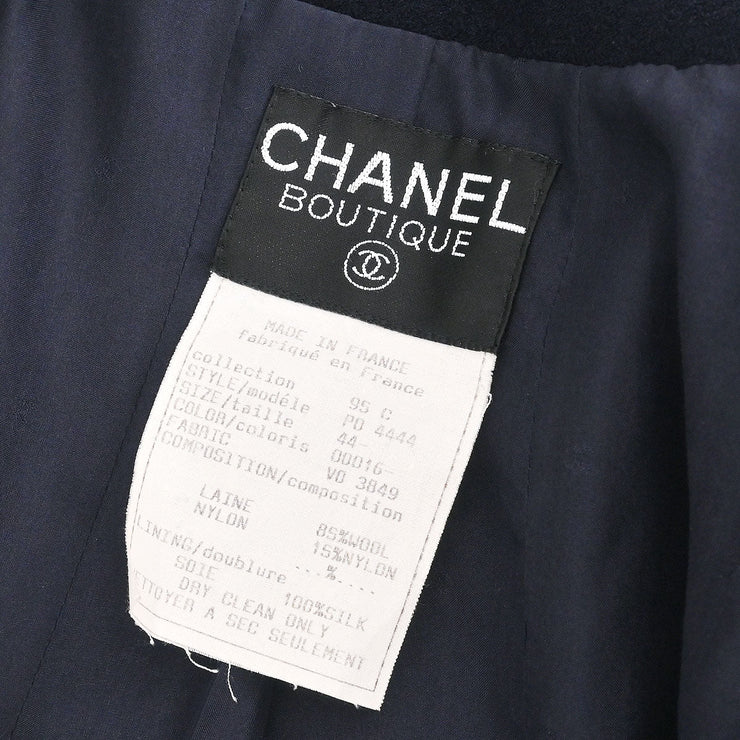 Chanel Collarless Jacket Navy 95C #44 162796