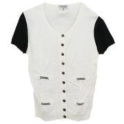 Chanel Short Sleeve Cardigan White #36 162799