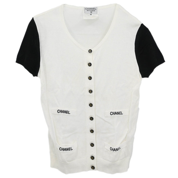 Chanel Short Sleeve Cardigan White #36 162799