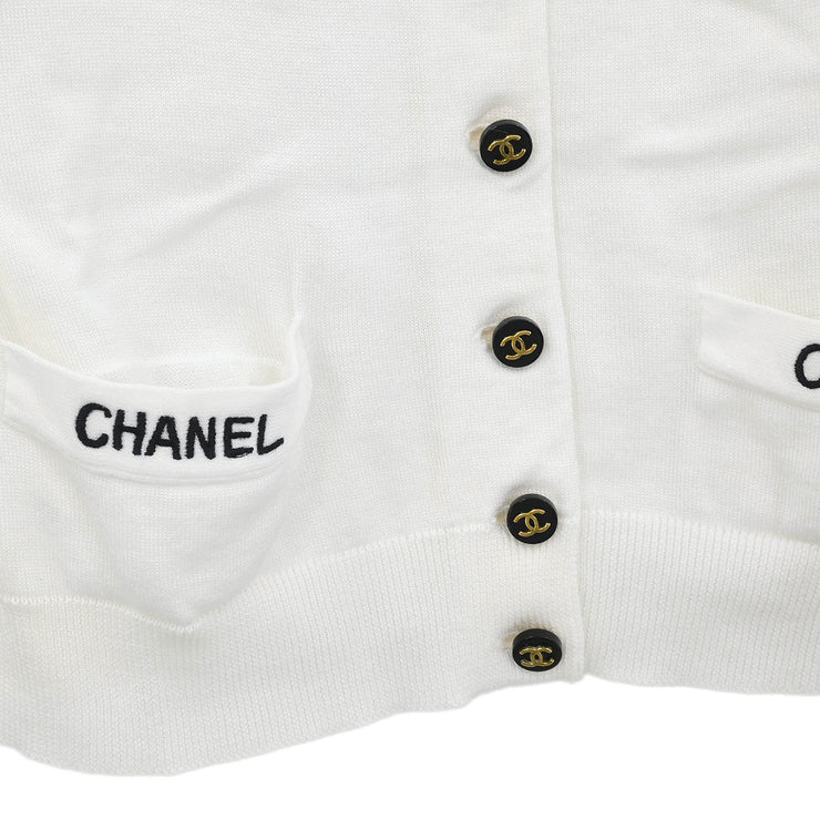 Chanel Short Sleeve Cardigan White #36 162799