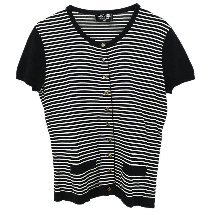 Chanel Short Sleeve Cardigan Black #38 162872