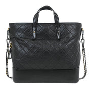 Chanel Black Lambskin Calfskin Gabrielle 2way Tote Handbag 165051