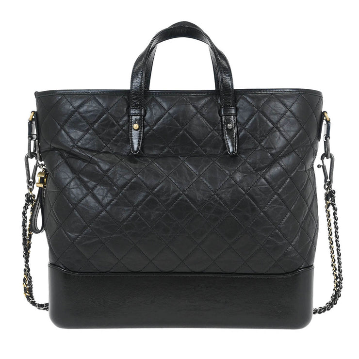 Chanel Black Lambskin Calfskin Gabrielle 2way Tote Handbag 165051