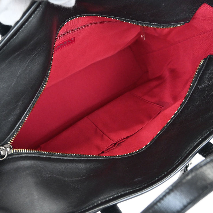 Chanel Black Lambskin Calfskin Gabrielle 2way Tote Handbag 165051