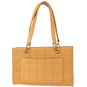 Chanel Beige Calfskin Choco Bar Tote Handbag 165716