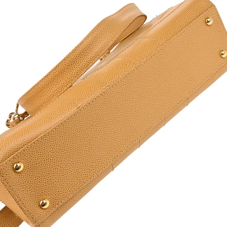 Chanel Beige Calfskin Choco Bar Tote Handbag 165716